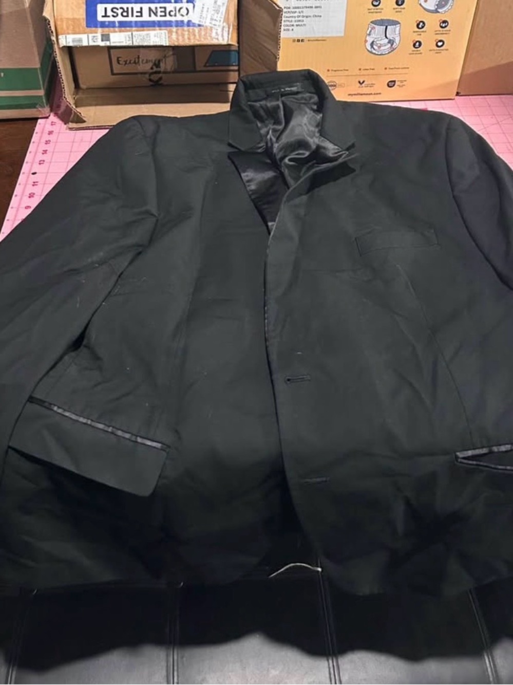 Van Heusen Black Men's Blazer with Satin Trim Accents